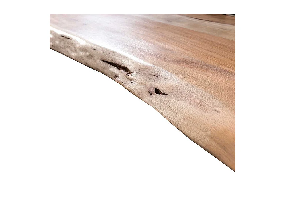 Baumkanten Essbank aus Akazie Massivholz und Stahl 150 cm breit
