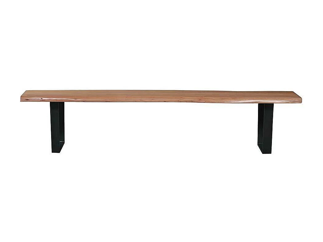 Baumkanten Essbank aus Akazie Massivholz und Stahl 150 cm breit