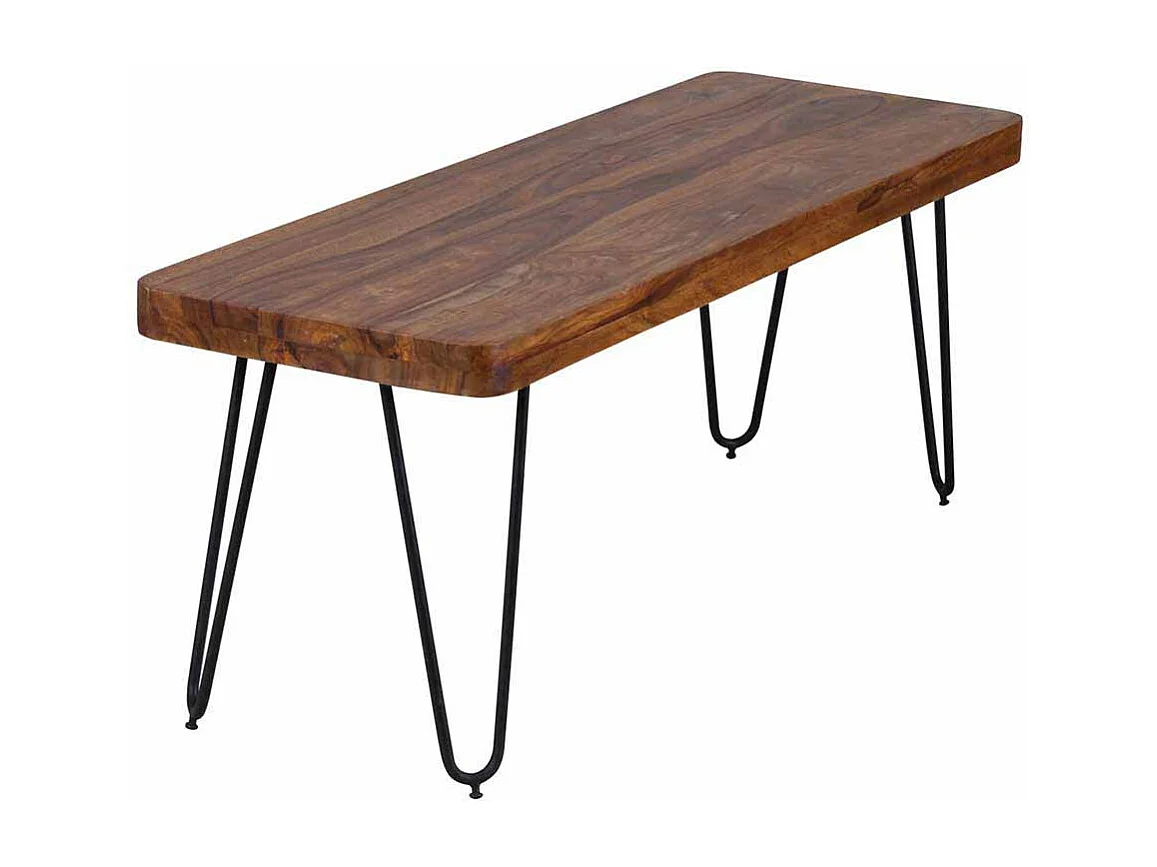 Holzbank aus Sheesham Massivholz Metall