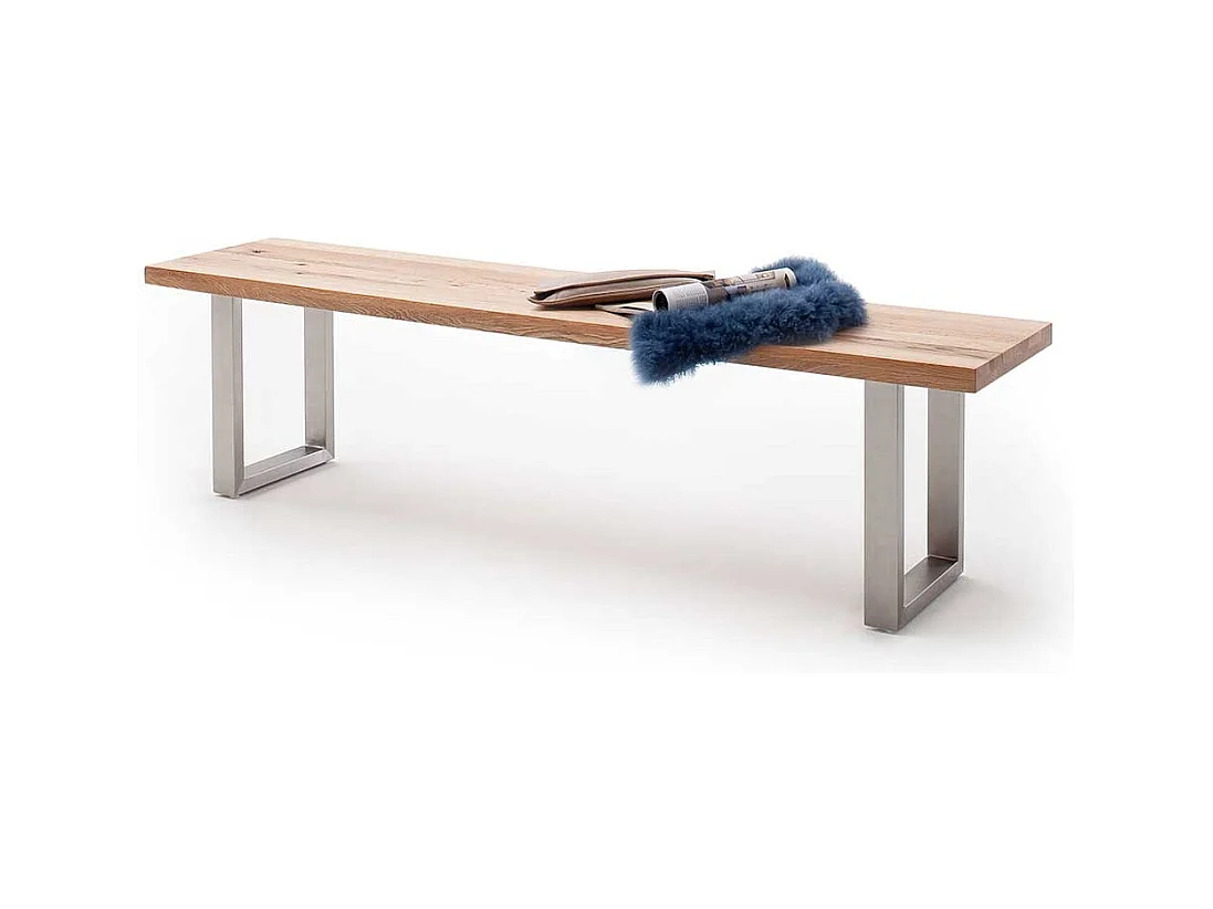 Essbank aus Zerreiche Massivholz Edelstahlgestell