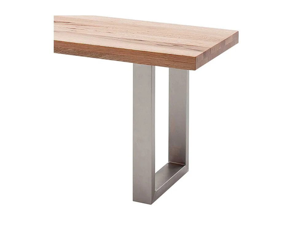 Essbank aus Zerreiche Massivholz Edelstahlgestell