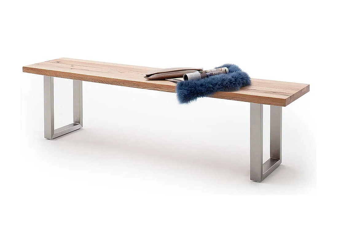 Essbank aus Zerreiche Massivholz Edelstahlgestell