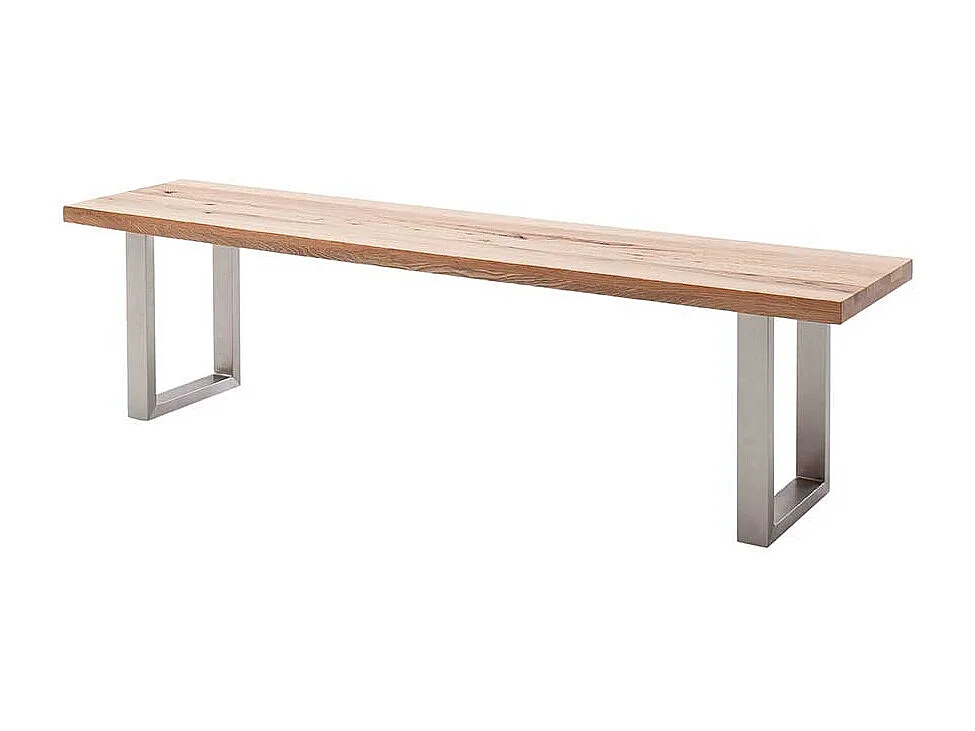 Essbank aus Zerreiche Massivholz Edelstahlgestell