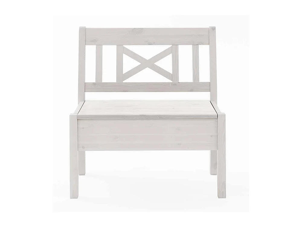 Skandinavische Sitzbank in Weiß Kiefer massiv Stauraum