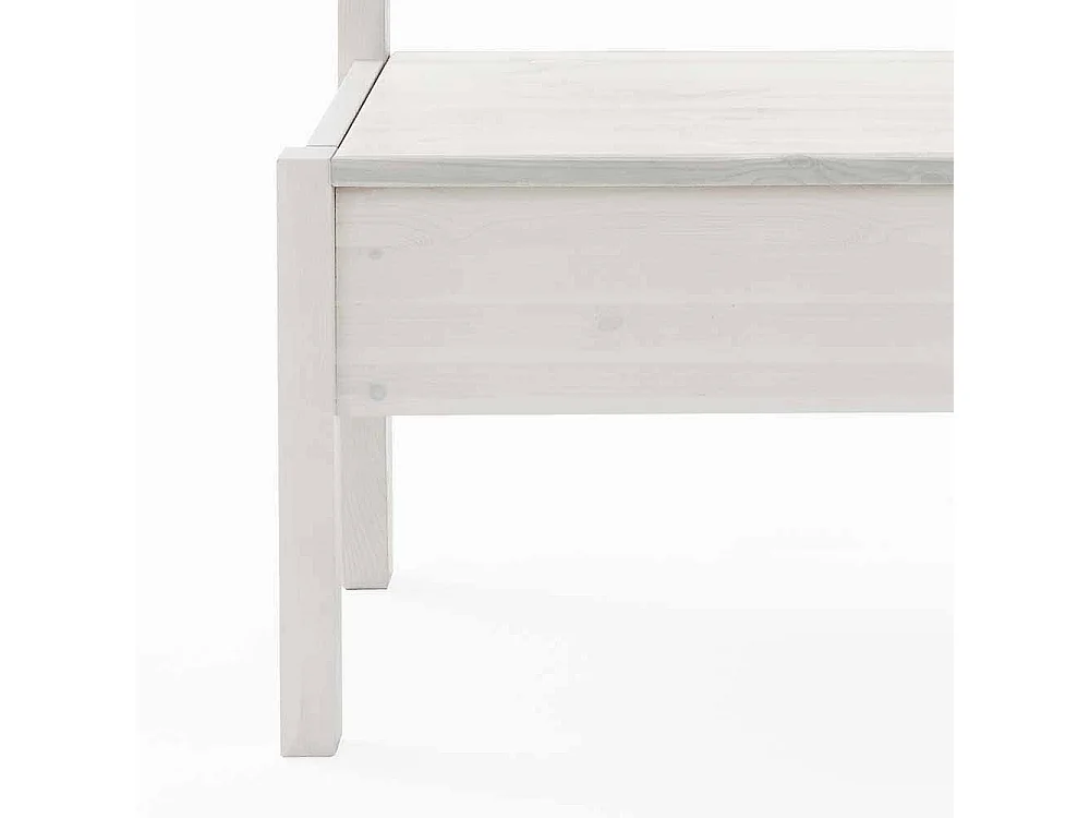 Skandinavische Sitzbank in Weiß Kiefer massiv Stauraum