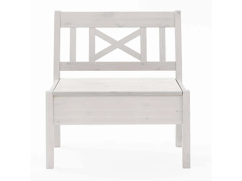 Skandinavische Sitzbank in Weiß Kiefer massiv Stauraum