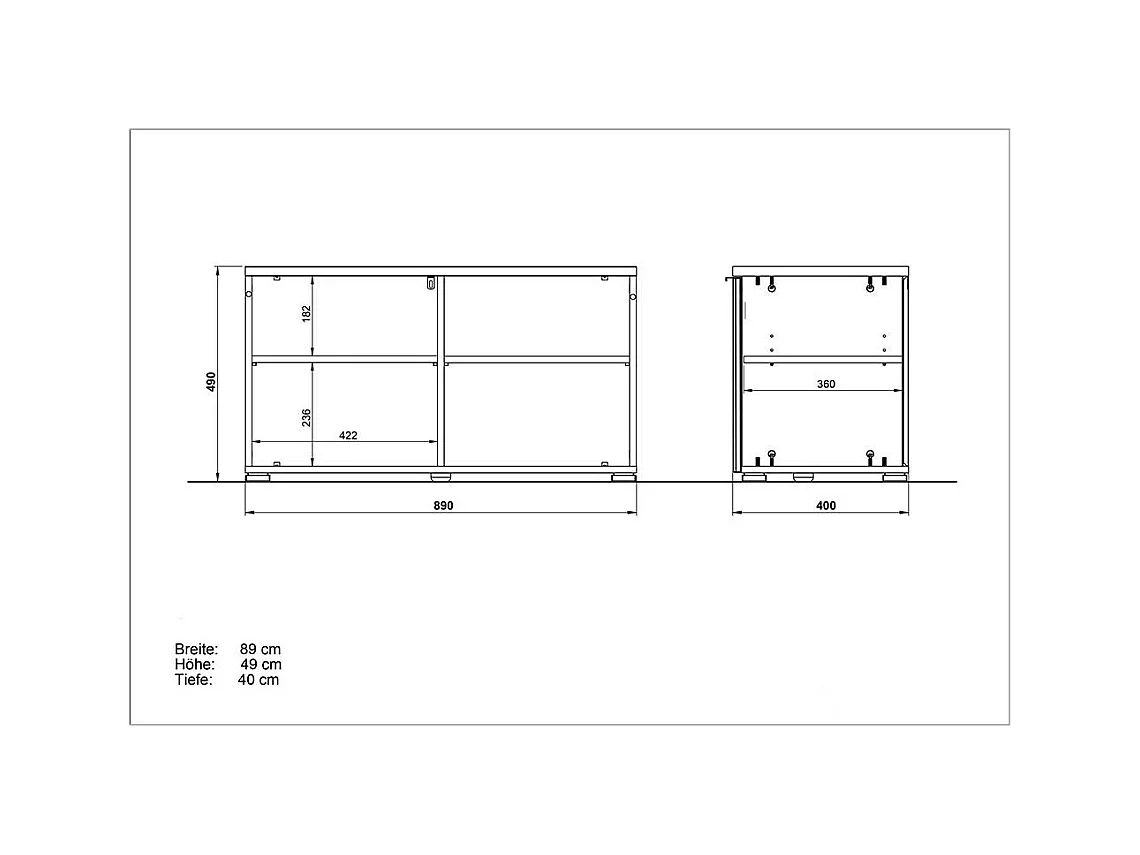 Garderoben Sitzbank in Weiß Glas beschichtet und Eichefarben Klappe