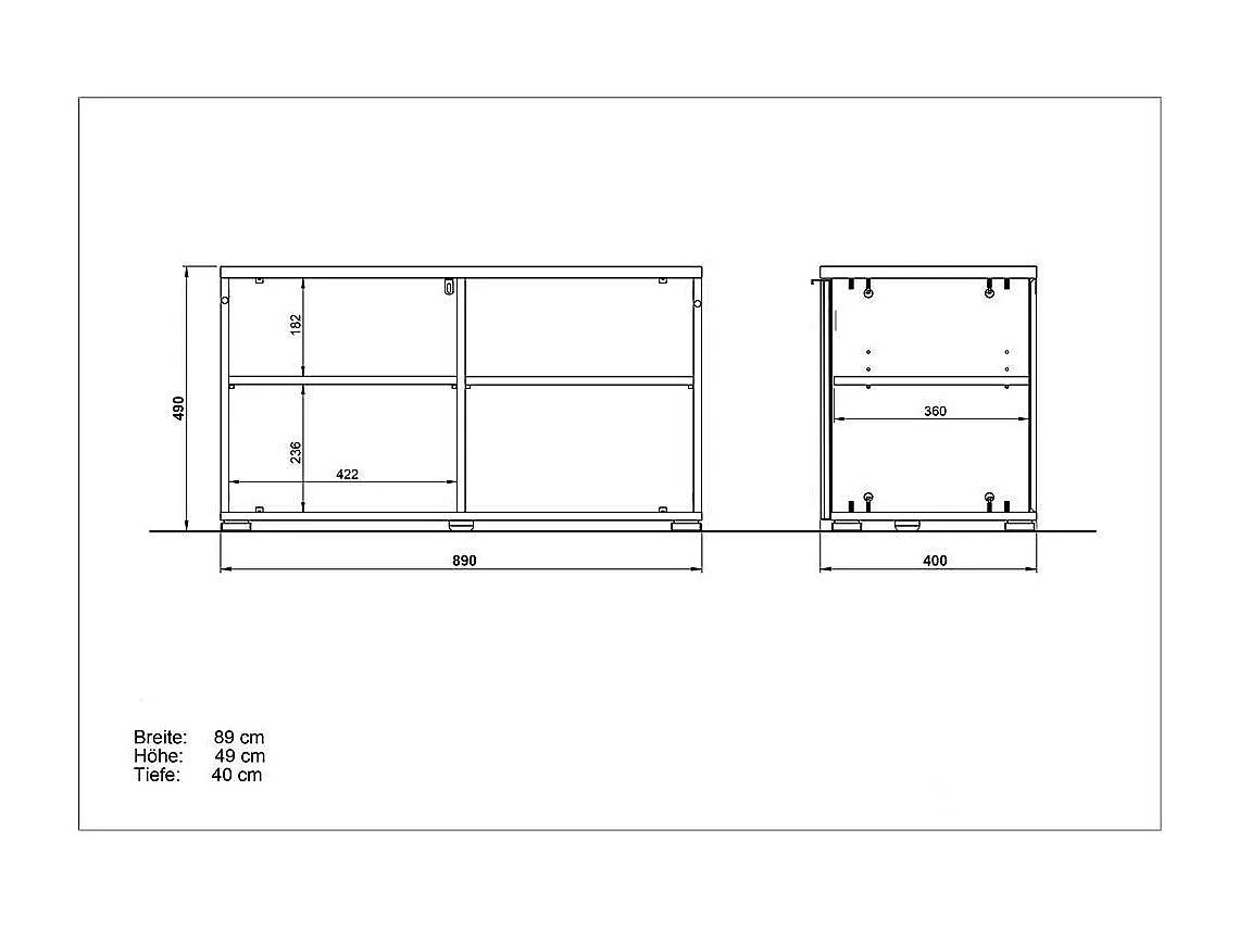 Garderoben Sitzbank in Weiß Glas beschichtet und Eichefarben Klappe