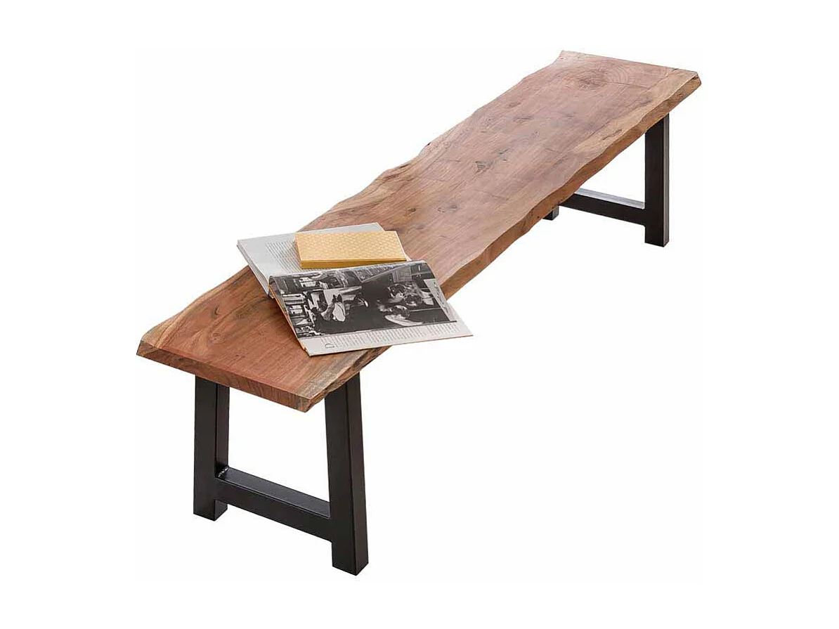 Essbank mit Baumkante Akazie Massivholz