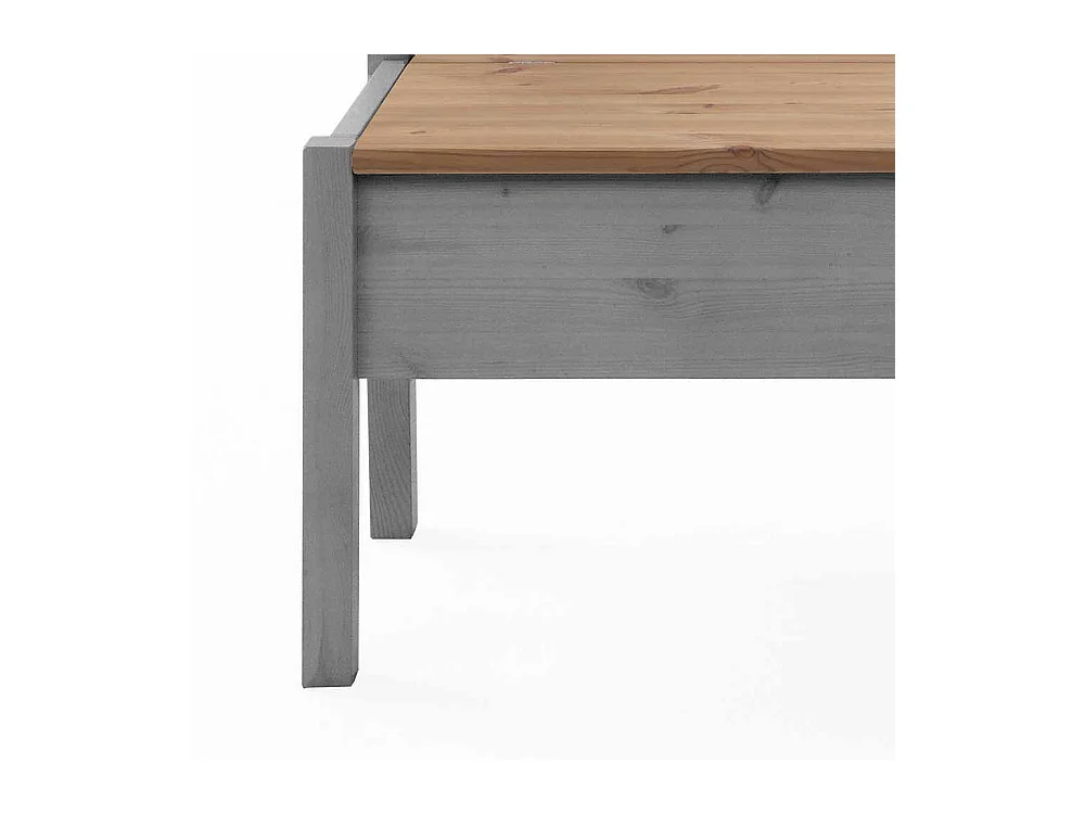 Stauraumbank in Grau Kiefer massiv gelaugt