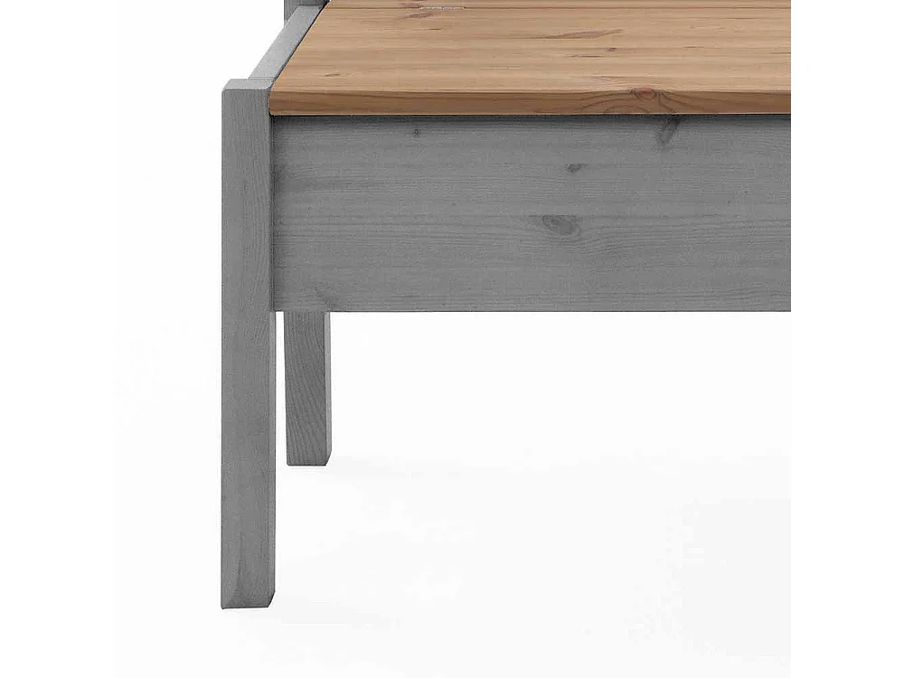 Stauraumbank in Grau Kiefer massiv gelaugt