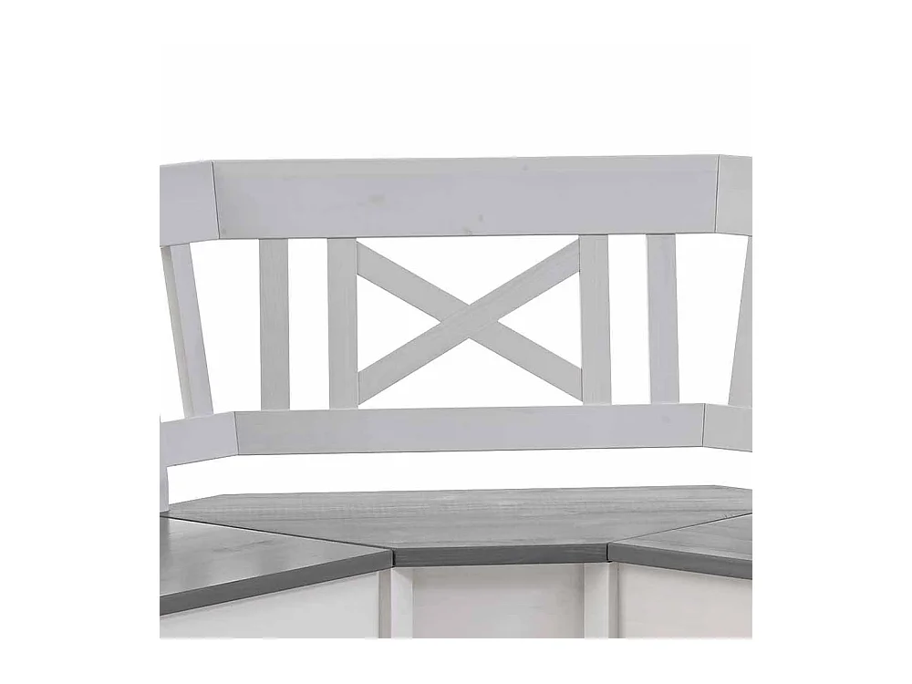 Kücheneckbank in Weiß Grau Kiefer Massivholz