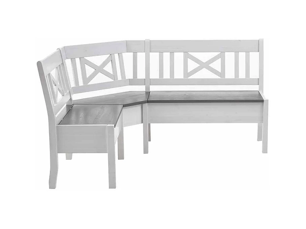 Kücheneckbank in Weiß Grau Kiefer Massivholz