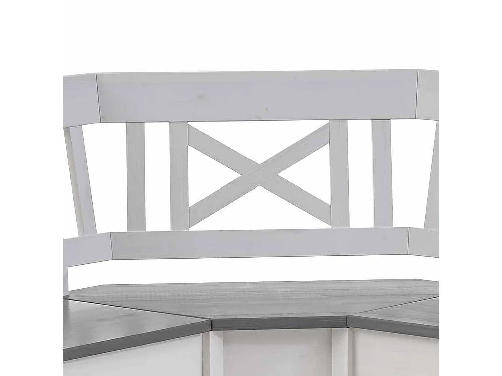 Kücheneckbank in Weiß Grau Kiefer Massivholz