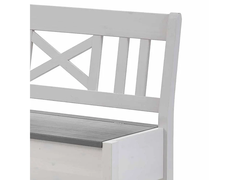 Kücheneckbank in Weiß Grau Kiefer Massivholz