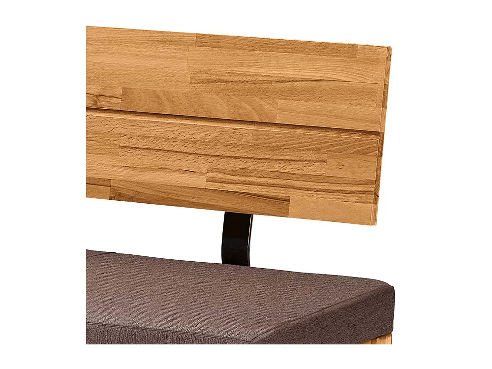 Sitzbank Esszimmer aus Wildeiche Massivholz Webstoffbezug Braun