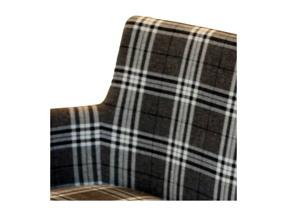 Retro Esszimmerbank in Grau kariert Metall Vierfußgestell