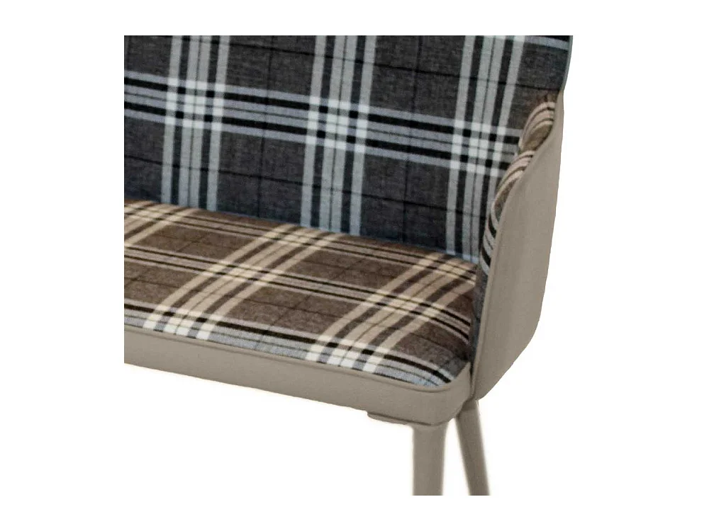 Retro Esszimmerbank in Grau kariert Metall Vierfußgestell