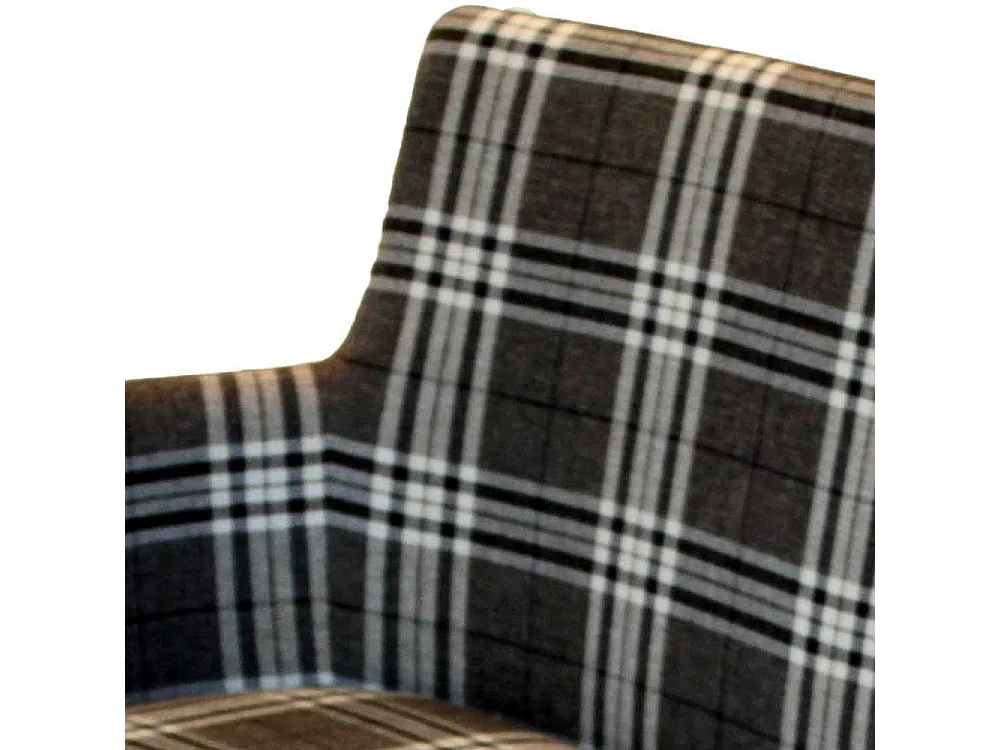 Retro Esszimmerbank in Grau kariert Metall Vierfußgestell