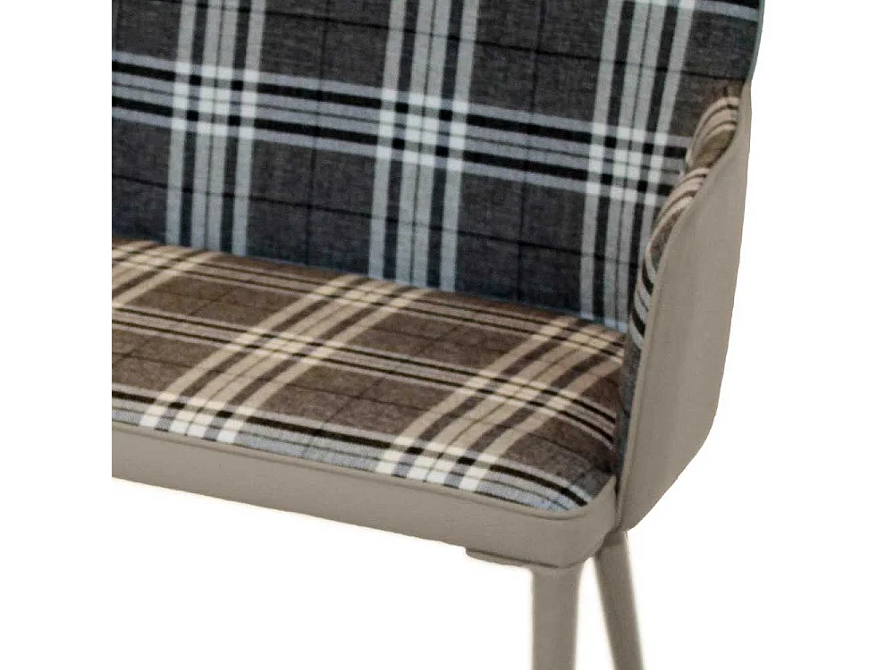 Retro Esszimmerbank in Grau kariert Metall Vierfußgestell