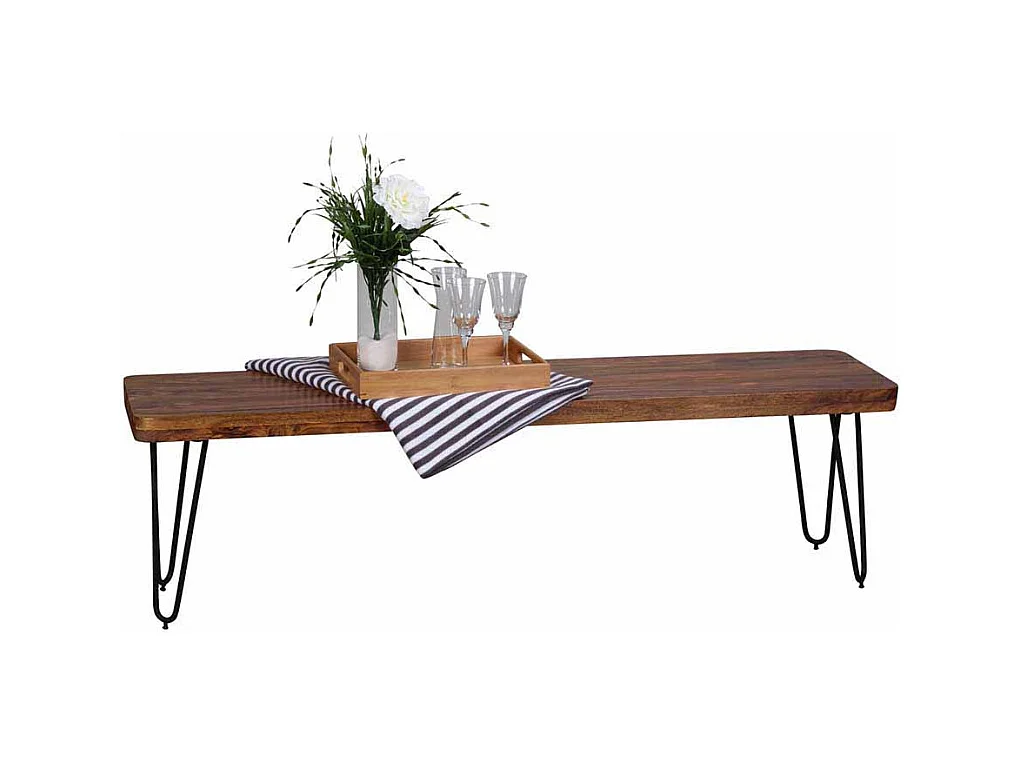 Holzbank aus Sheesham Massivholz Metall