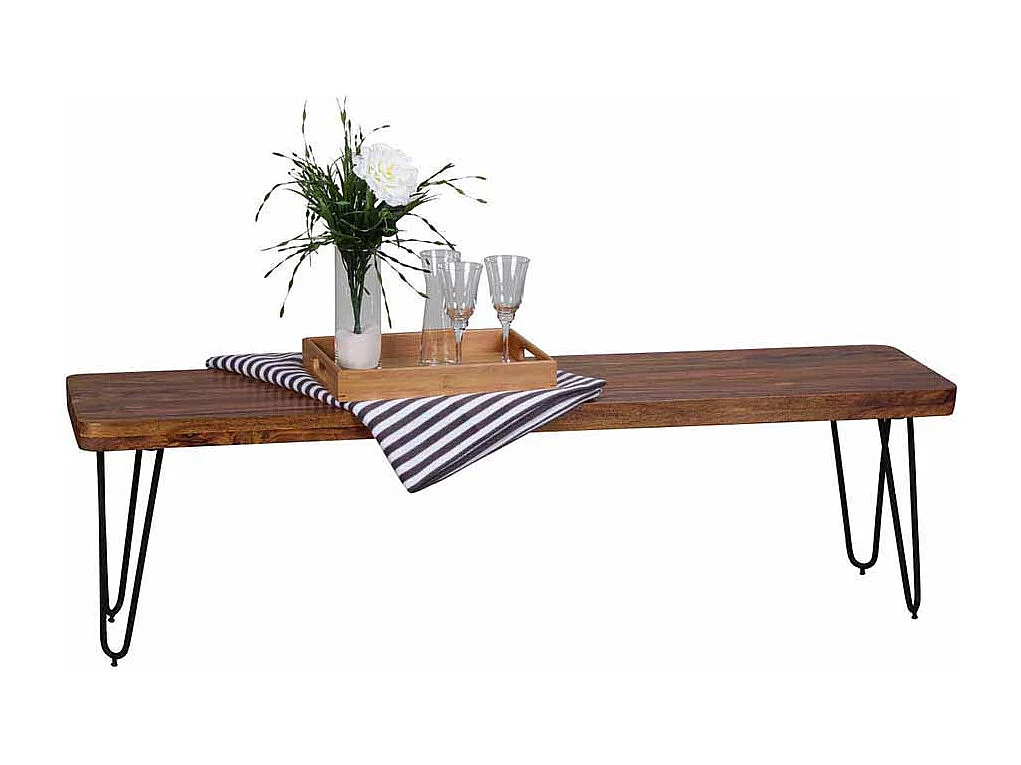 Holzbank aus Sheesham Massivholz Metall