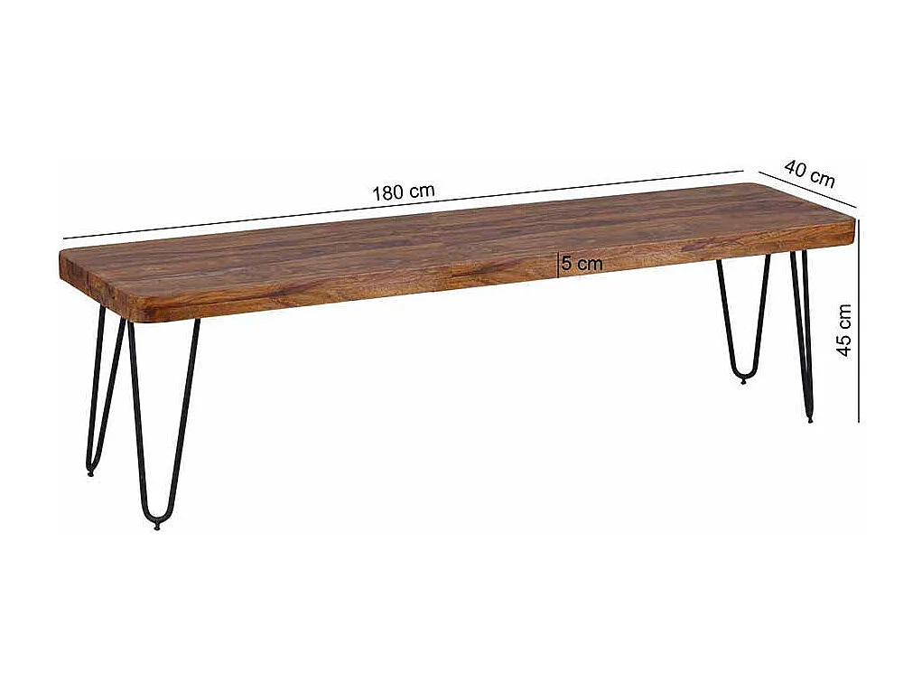 Holzbank aus Sheesham Massivholz Metall