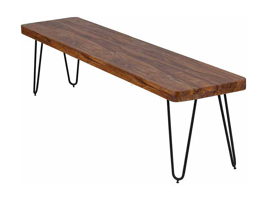 Holzbank aus Sheesham Massivholz Metall
