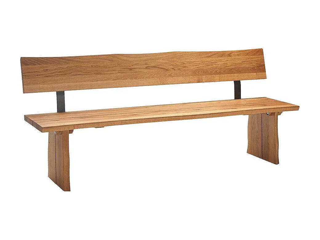 Baumkanten Bank mit Lehne Wildeiche massiv