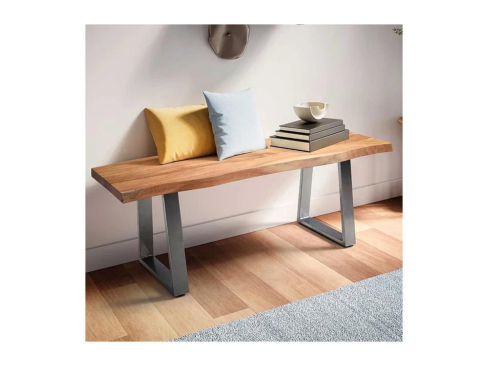 Esszimmerbank Garderobenbank aus Akazie Massivholz und Metall