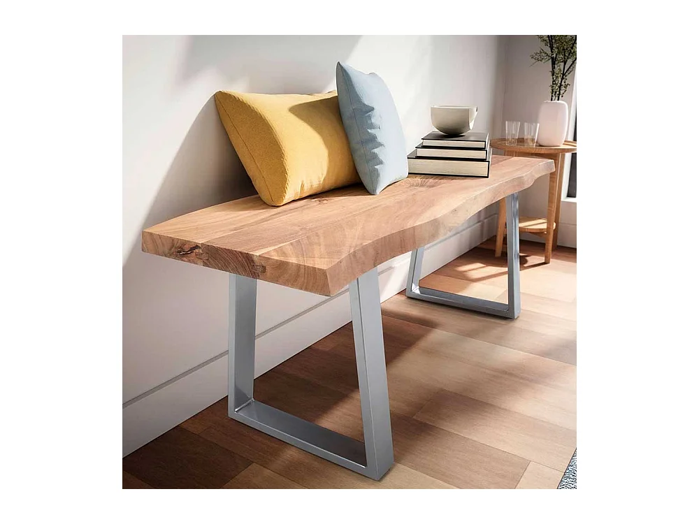 Esszimmerbank Garderobenbank aus Akazie Massivholz und Metall