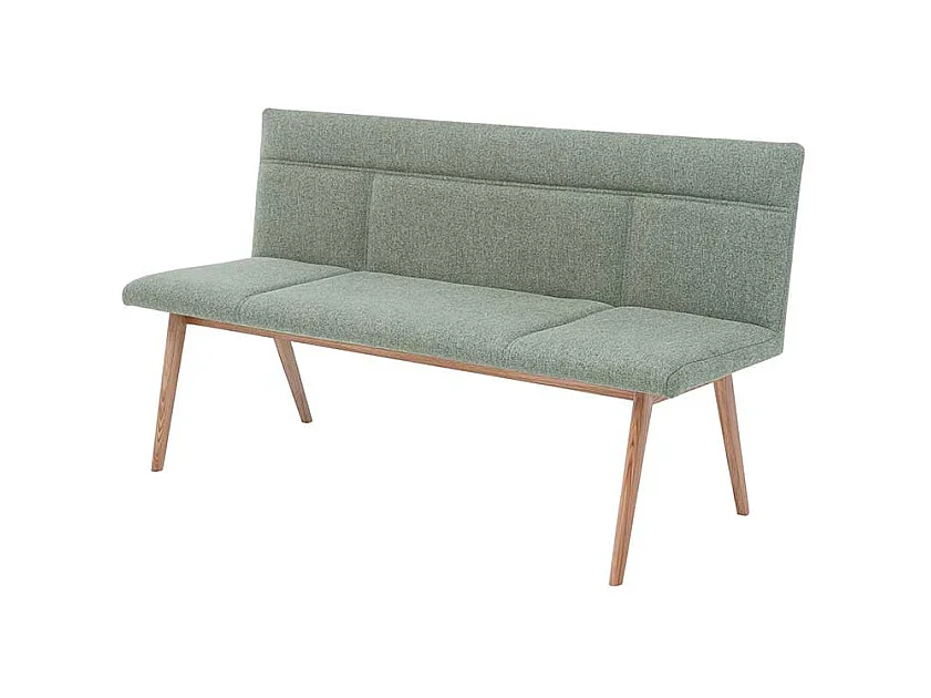 Esstischbank in Grün Webstoff Eiche massiv