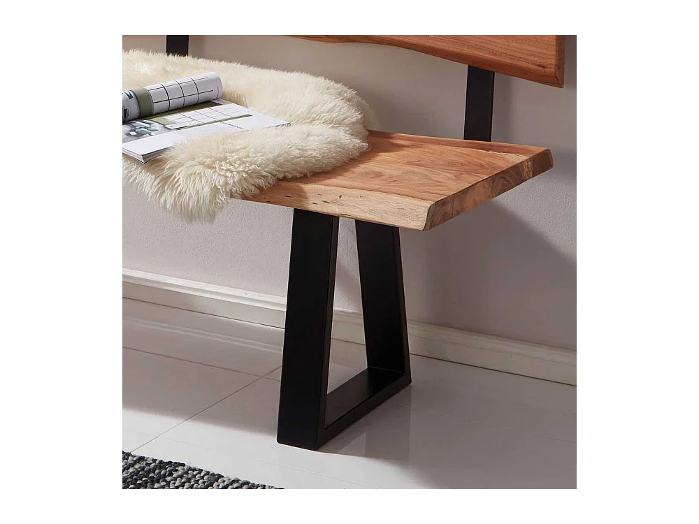 Baumkanten Sitzbank aus Akazie Massivholz Eisen