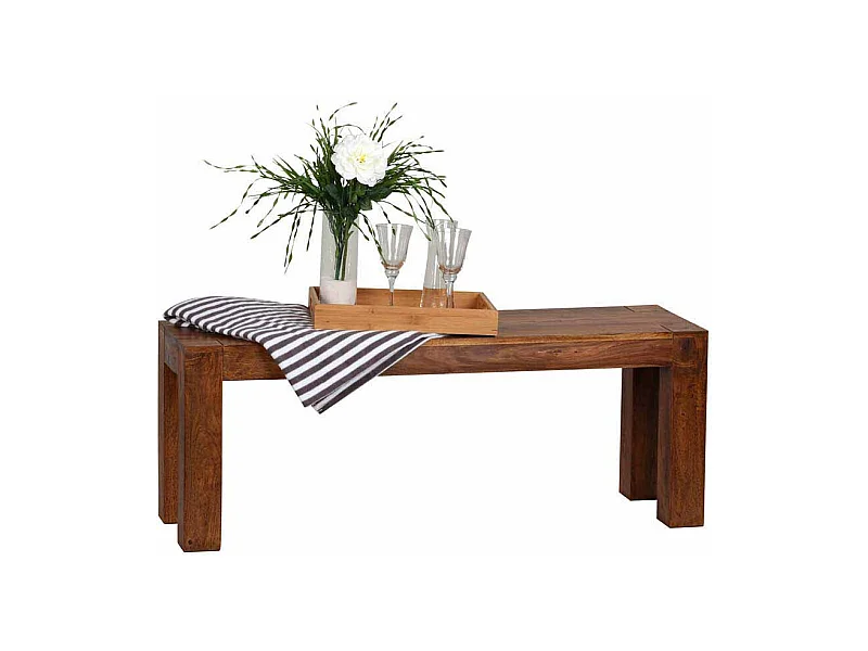 Essbank aus Sheesham Massivholz ohne Rückenlehne