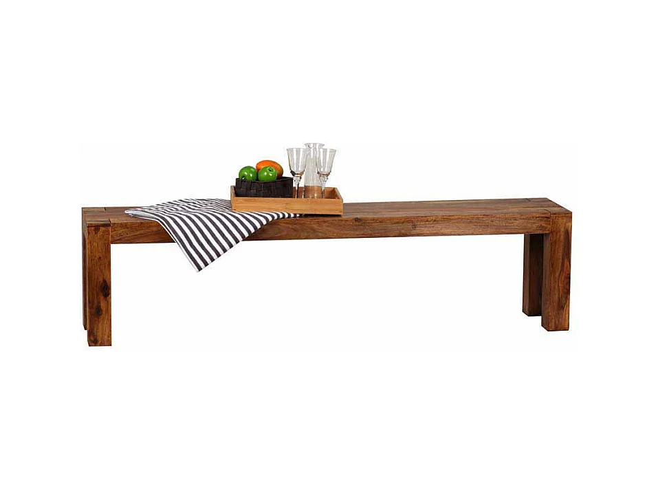 Essbank aus Sheesham Massivholz ohne Rückenlehne
