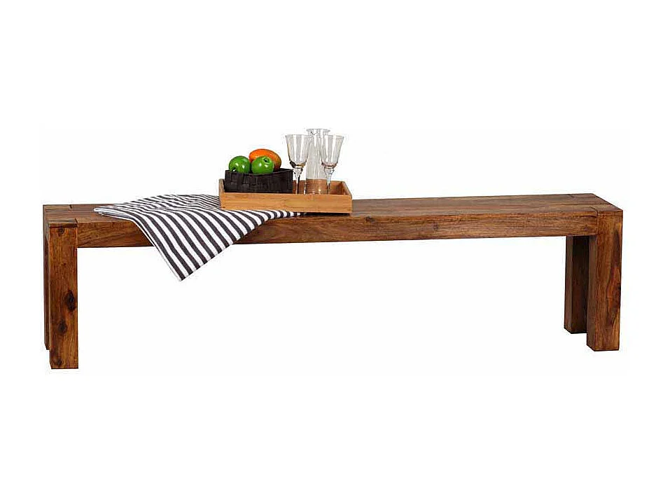 Essbank aus Sheesham Massivholz ohne Rückenlehne