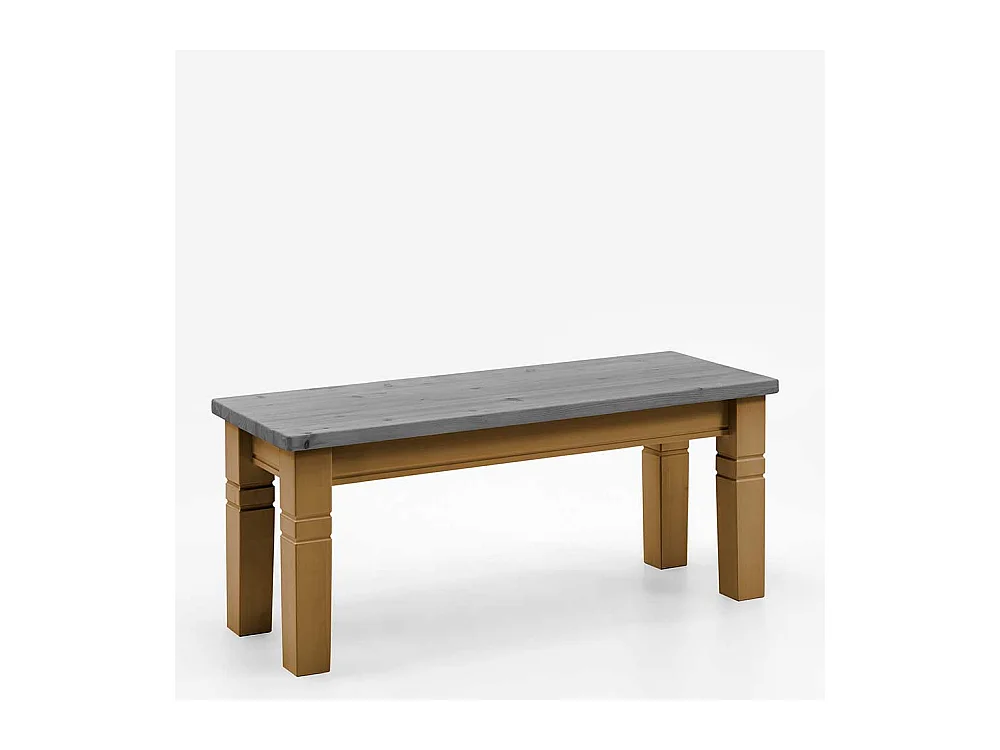 Esszimmersitzbank zweifarbig in Kiefer Grau und Laugenfarben 46 cm Sitzhöhe