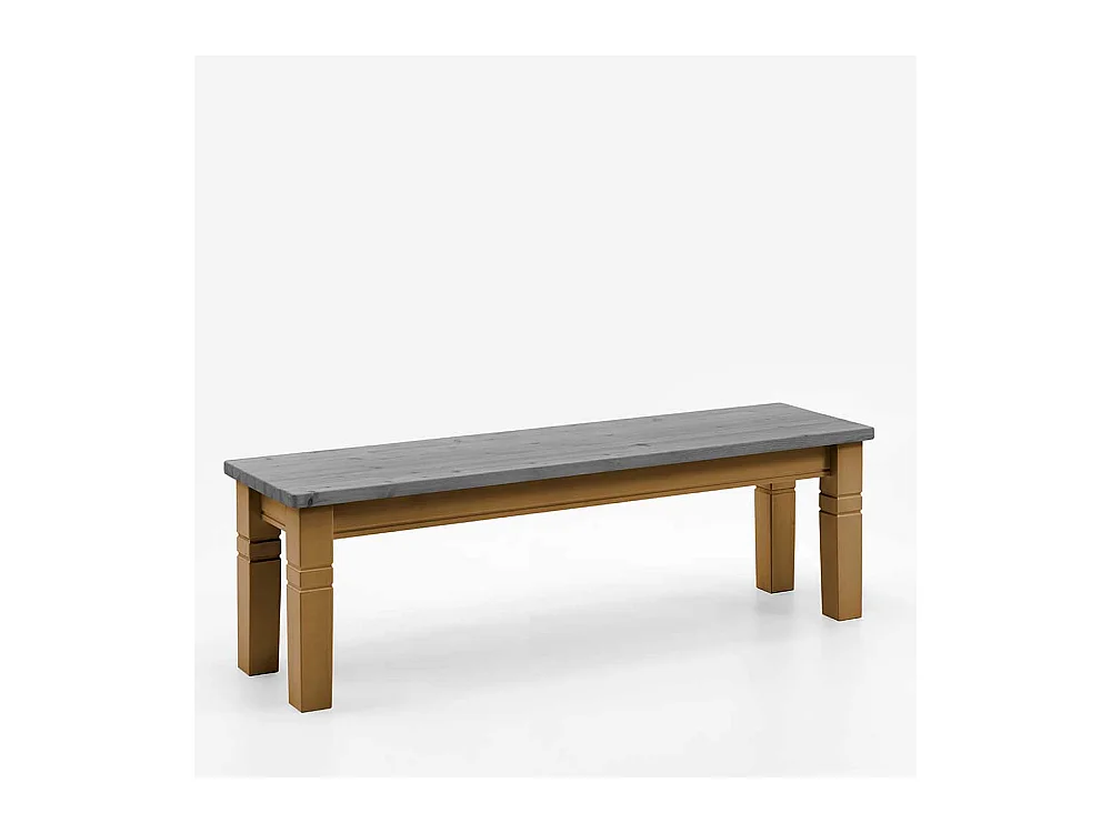 Esszimmersitzbank zweifarbig in Kiefer Grau und Laugenfarben 46 cm Sitzhöhe