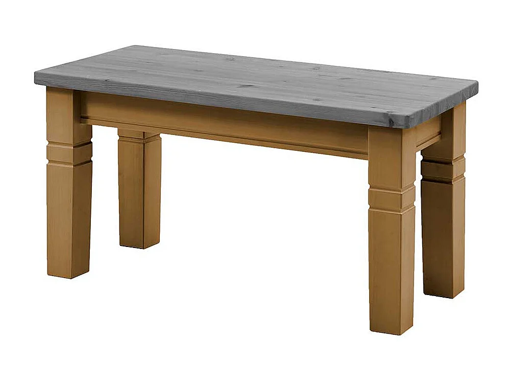 Esszimmersitzbank zweifarbig in Kiefer Grau und Laugenfarben 46 cm Sitzhöhe