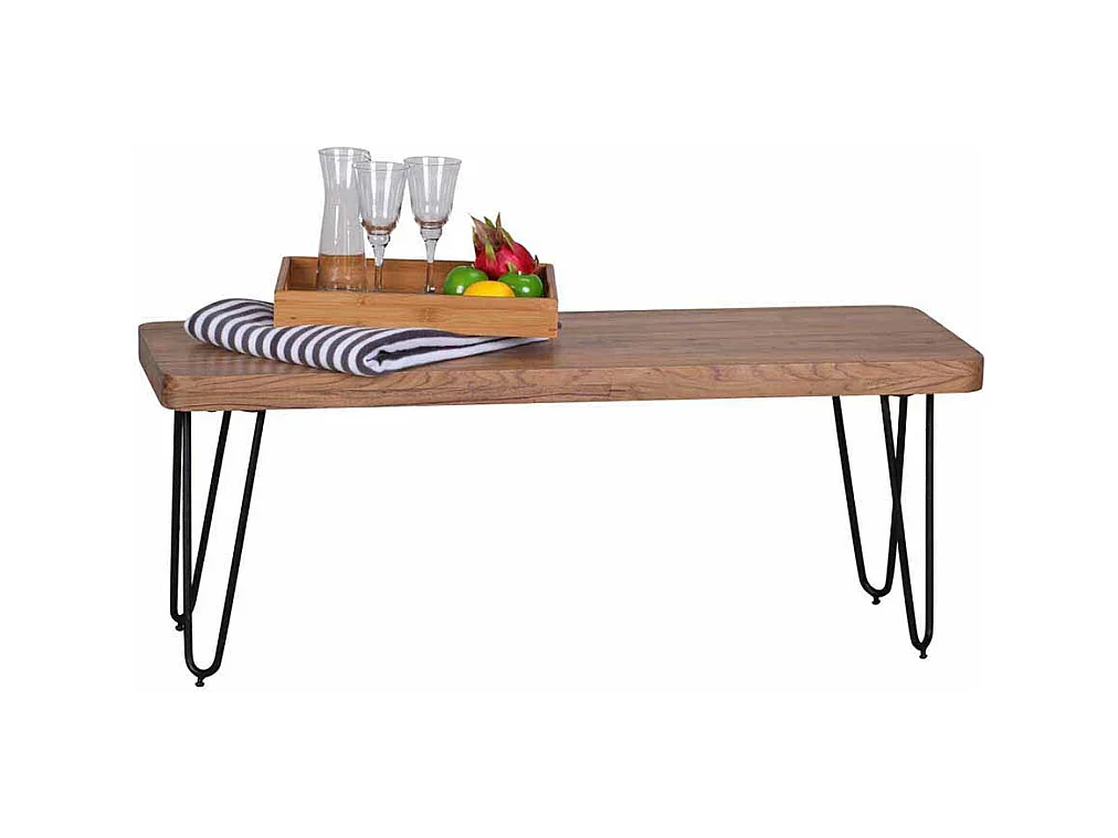 Esszimmerbank aus Akazie Massivholz Metall