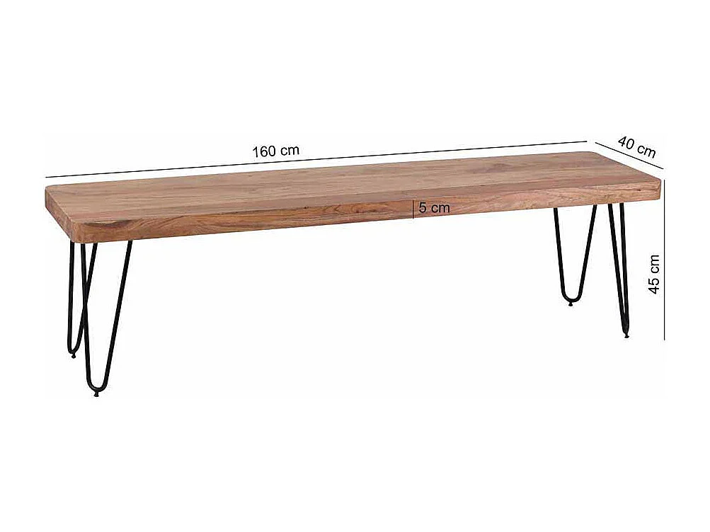 Esszimmerbank aus Akazie Massivholz Metall