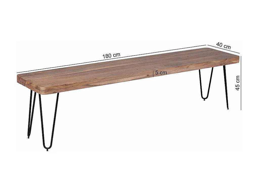 Esszimmerbank aus Akazie Massivholz Metall