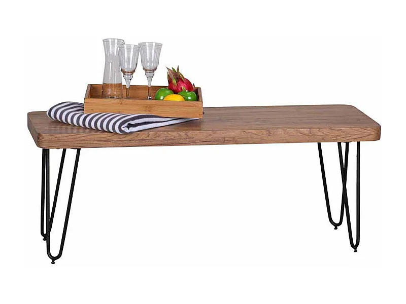 Esszimmerbank aus Akazie Massivholz Metall