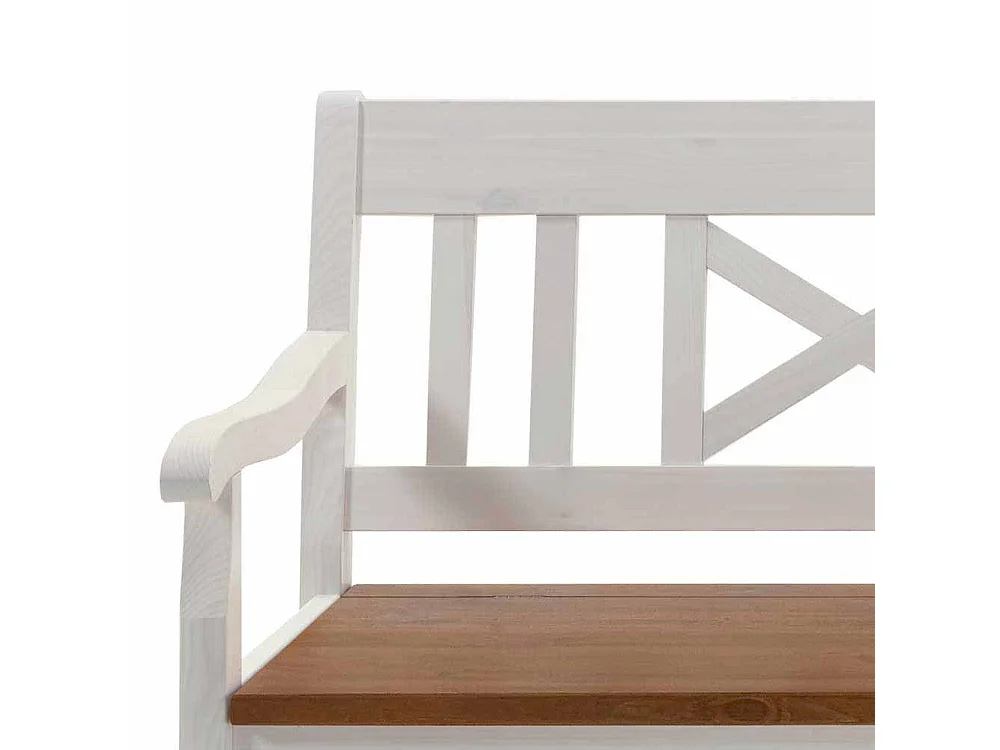 Truhenbank in Weiß Kiefer massiv Landhaus