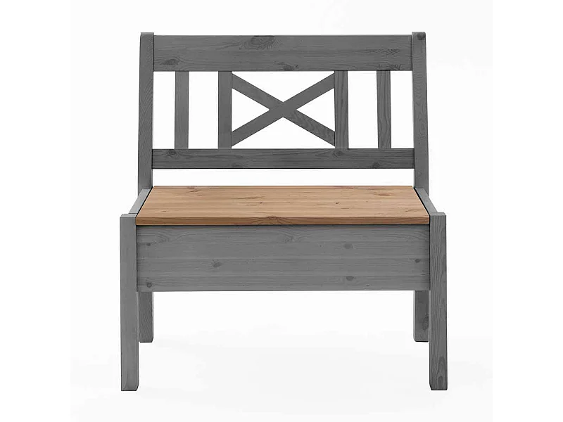 Kleine Sitzbank in Grau Kiefer massiv Stauraum