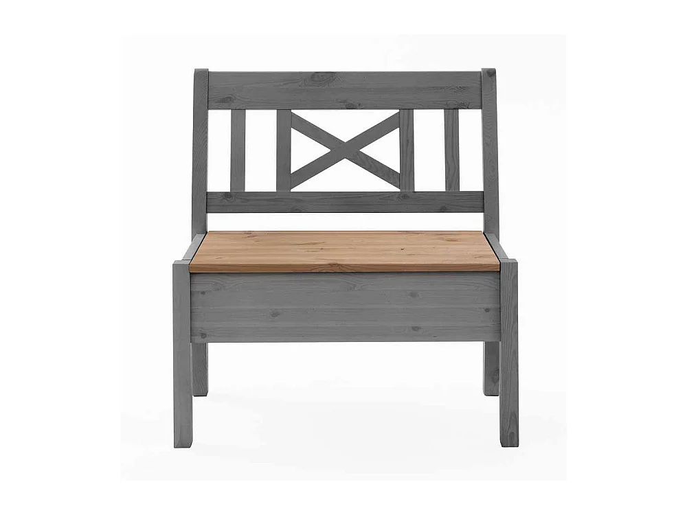 Kleine Sitzbank in Grau Kiefer massiv Stauraum
