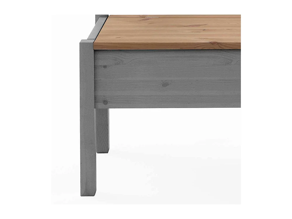 Kleine Sitzbank in Grau Kiefer massiv Stauraum