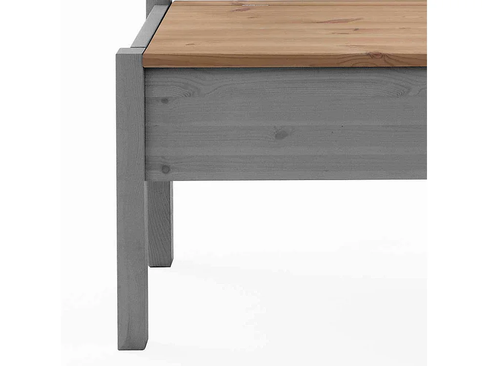 Kleine Sitzbank in Grau Kiefer massiv Stauraum