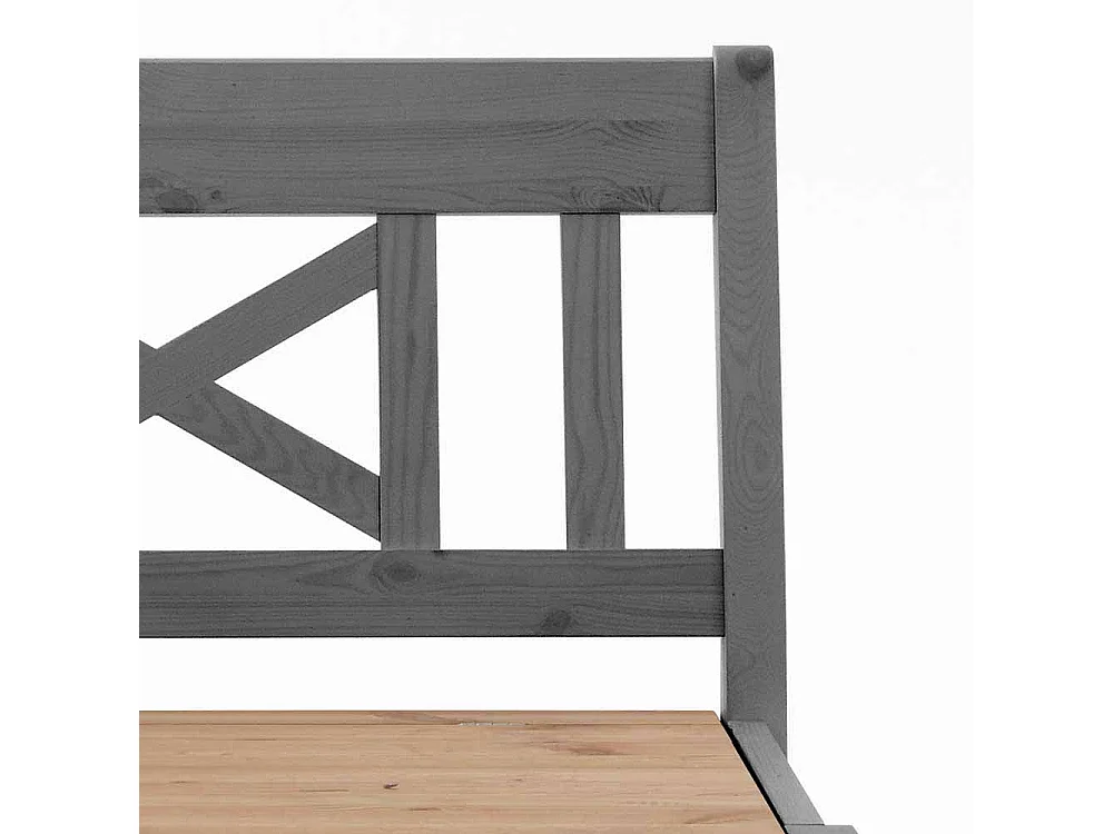 Kleine Sitzbank in Grau Kiefer massiv Stauraum