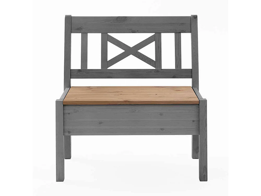 Kleine Sitzbank in Grau Kiefer massiv Stauraum